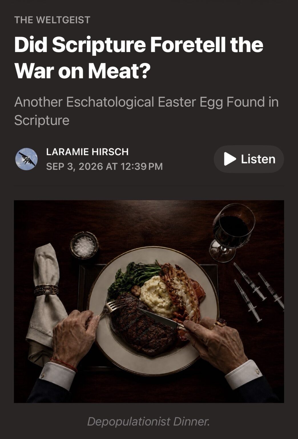 Cross-post: Laramie Hirsch ties the Alpha-gal bioweapon to Holy ...
